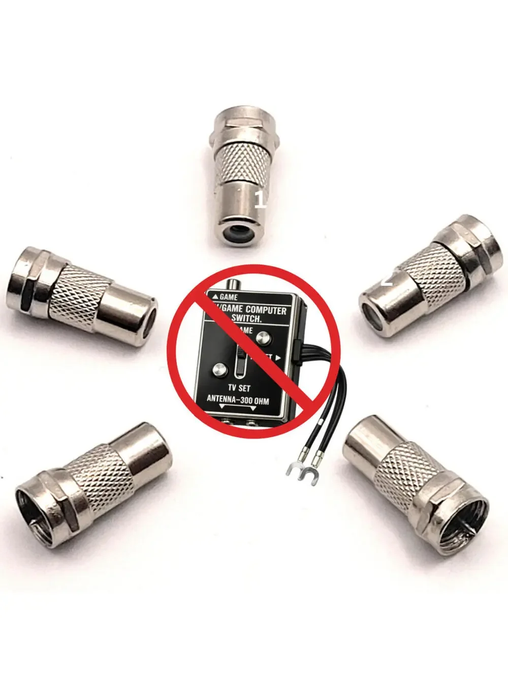 5x Atari 2600 Games RF Connectors - No More TV/Game Switch